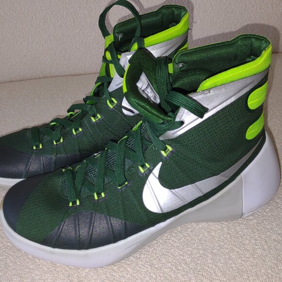 Nike Hyperdunk2015 gorge green with silver swoop high top tennis shoe, size 9 - Picture 7 of 8